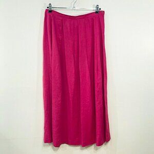 EUC VTG 100% Irish Linen Pleated Maxi Skirt Talbots Magenta tag 14, L